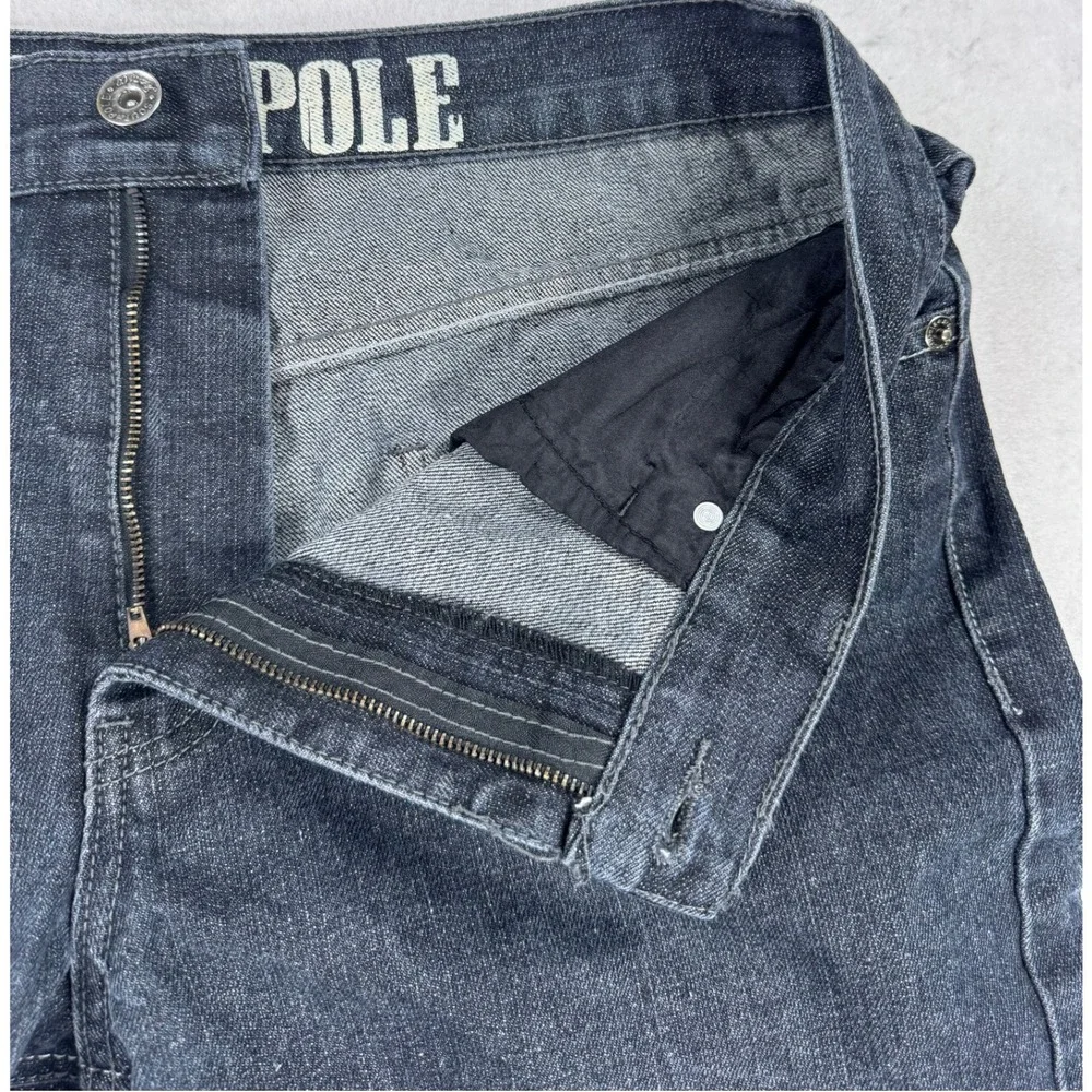 Southpole‎ Mens 34x32 Black Straight Leg Jeans Contrast Stitch Y2K